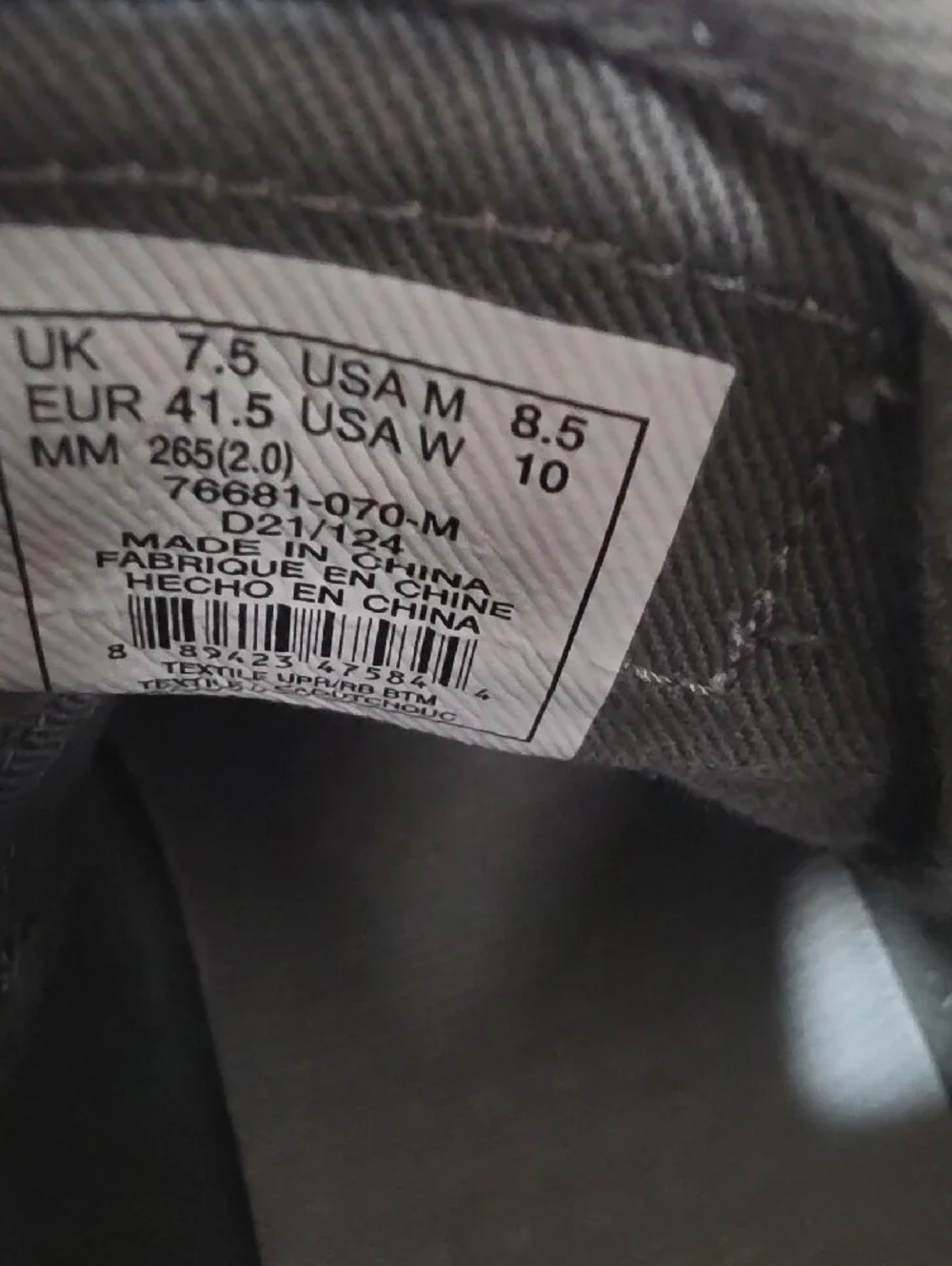 Palladium Charcoal Canvas High-Top Sneaker with Cream Sole - Size 10W or 8.5M